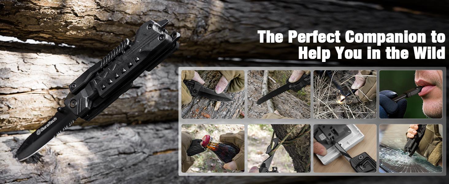 #JumpstartSale DURATECH 16 in 1 / 20 in 1 Multitool with Safety Locking, Pocket Tool with Pocket Knife, Screwdriver, Saw, Can Opener, Bottle Opener, Whistle, Fire Starting Sticks, Multi Tool for Outdoor&Hiking