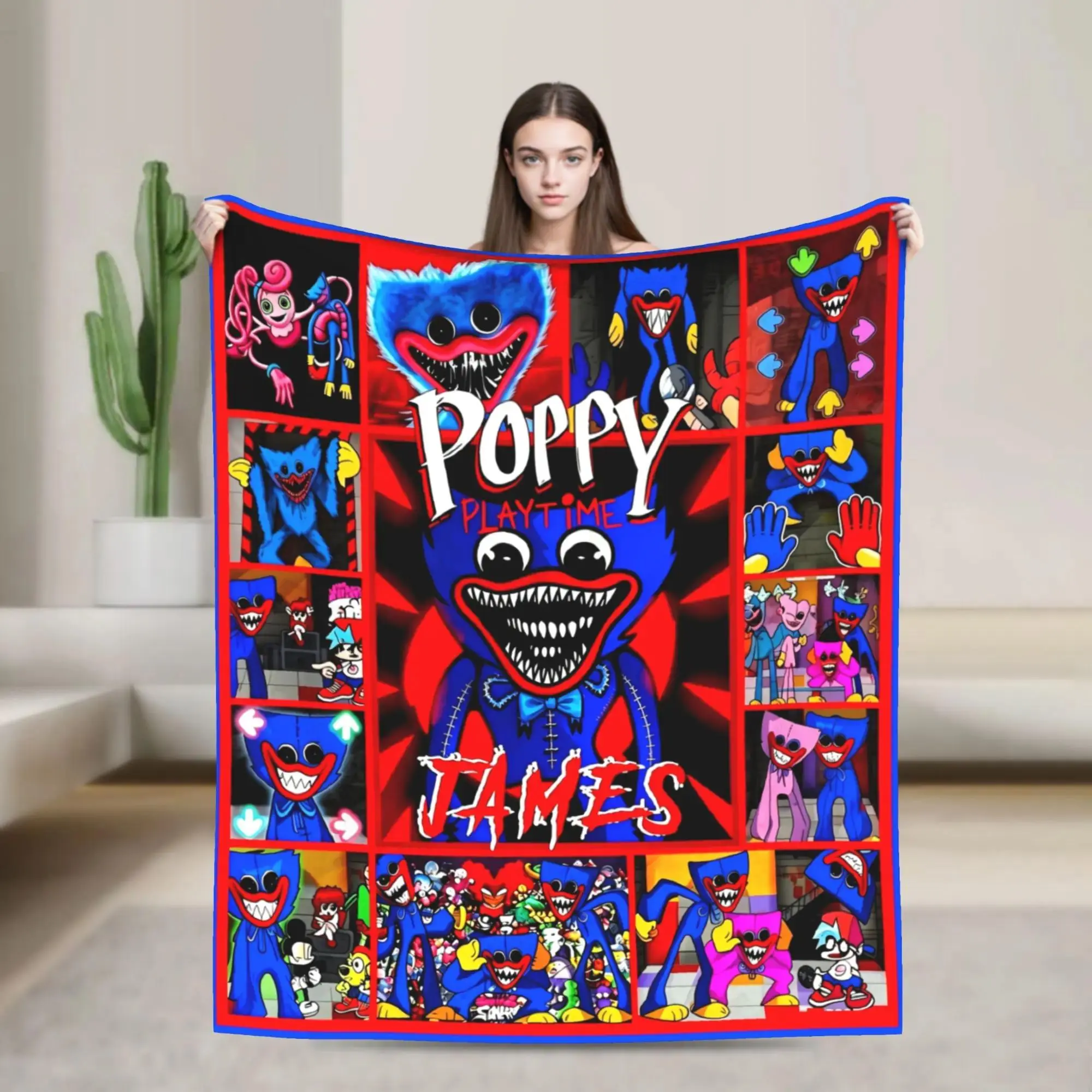 Halloween Anime Gifts Blanket Poppy Playtime Blankets Warm for Sofa Bed Girls Boys Air Conditioning Blanket Lightweight Warm Bedding & Sofa Decor Multiple Sizes