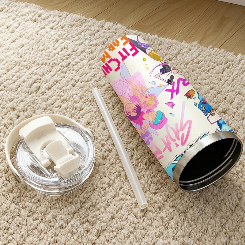 Auracup 1pc 30oz Stainless Steel Insulated Tumbler, KPop Demon Hunters, with Lid and Straw, Keep Hot 12H/Cold 24H, Great for School, Travel or Coffee, Fun Gift for Teens or Pop Culture Fans, Halloween, family cookware, themed event decoration, party props