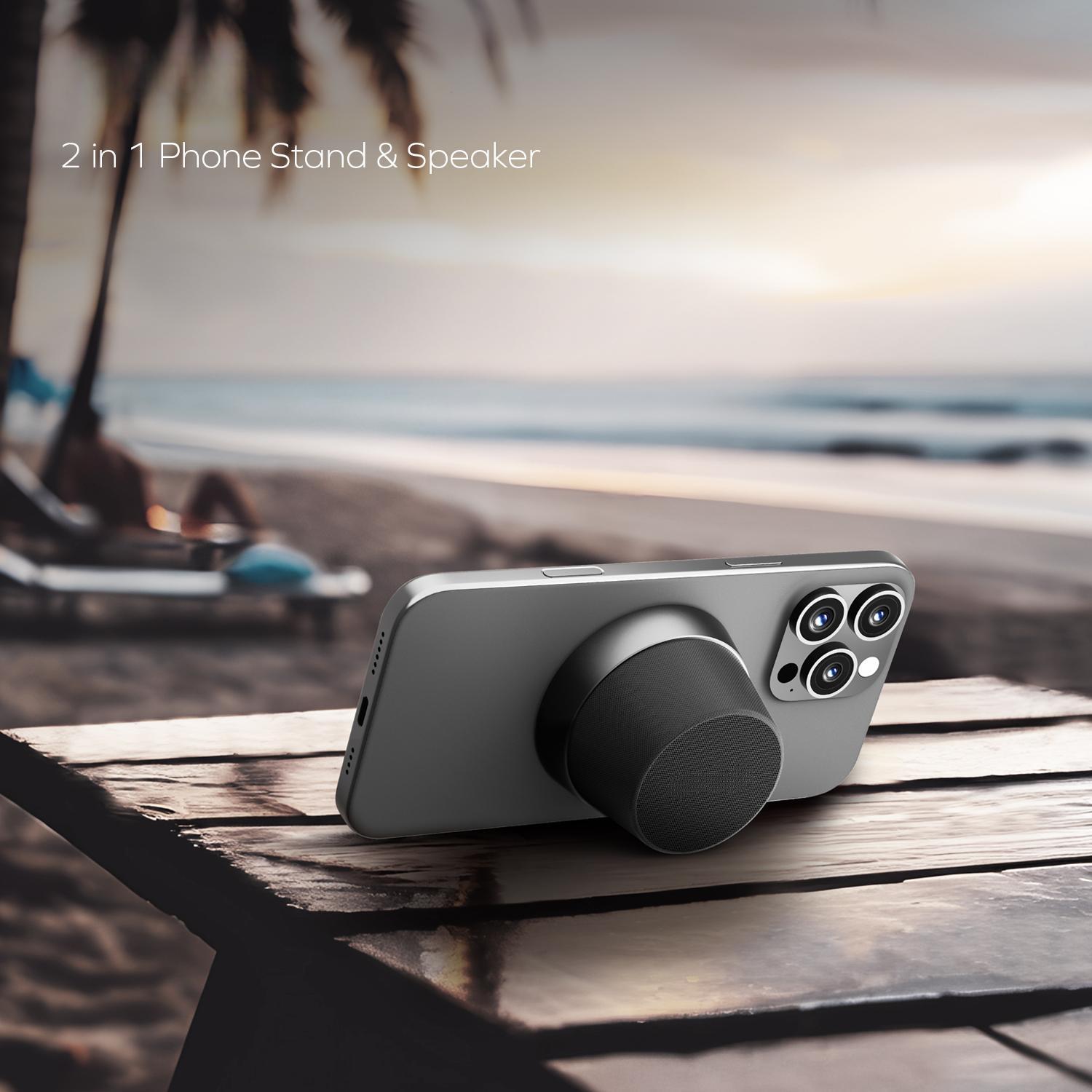 Magnetic Portable Wireless Speaker Portable Wireless Speaker, TWS Stereo Sync Phone Holder 360° Surround Sound Audio Smartphone speaker phone Mini Bluetooth Waterproof Shower Speaker