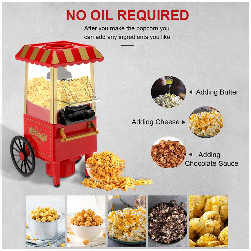 Oyajia Air Popper Popcorn Maker 1400W - Home Hot Air Popcorn Machine, Healthy & Fat-Free, Easy To Clean & Use, Best For Movie Night, Parties, Kids Birthday Party Favorites, BPA-Free, Durable Build, Compact Design, Oil-Free, Ideal for Family Movie Nights