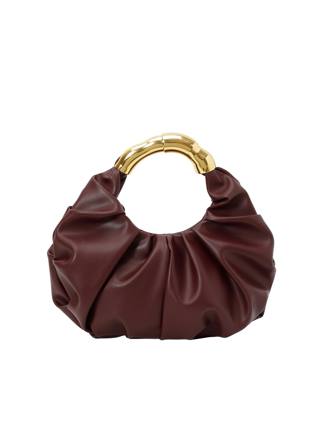 High end light luxury pleated cloud handbag, bamboo ring handle, practical texture, fashionable and versatile handbag, solid color and high quality, versatile item for dating, dinner, commuting and other occasions