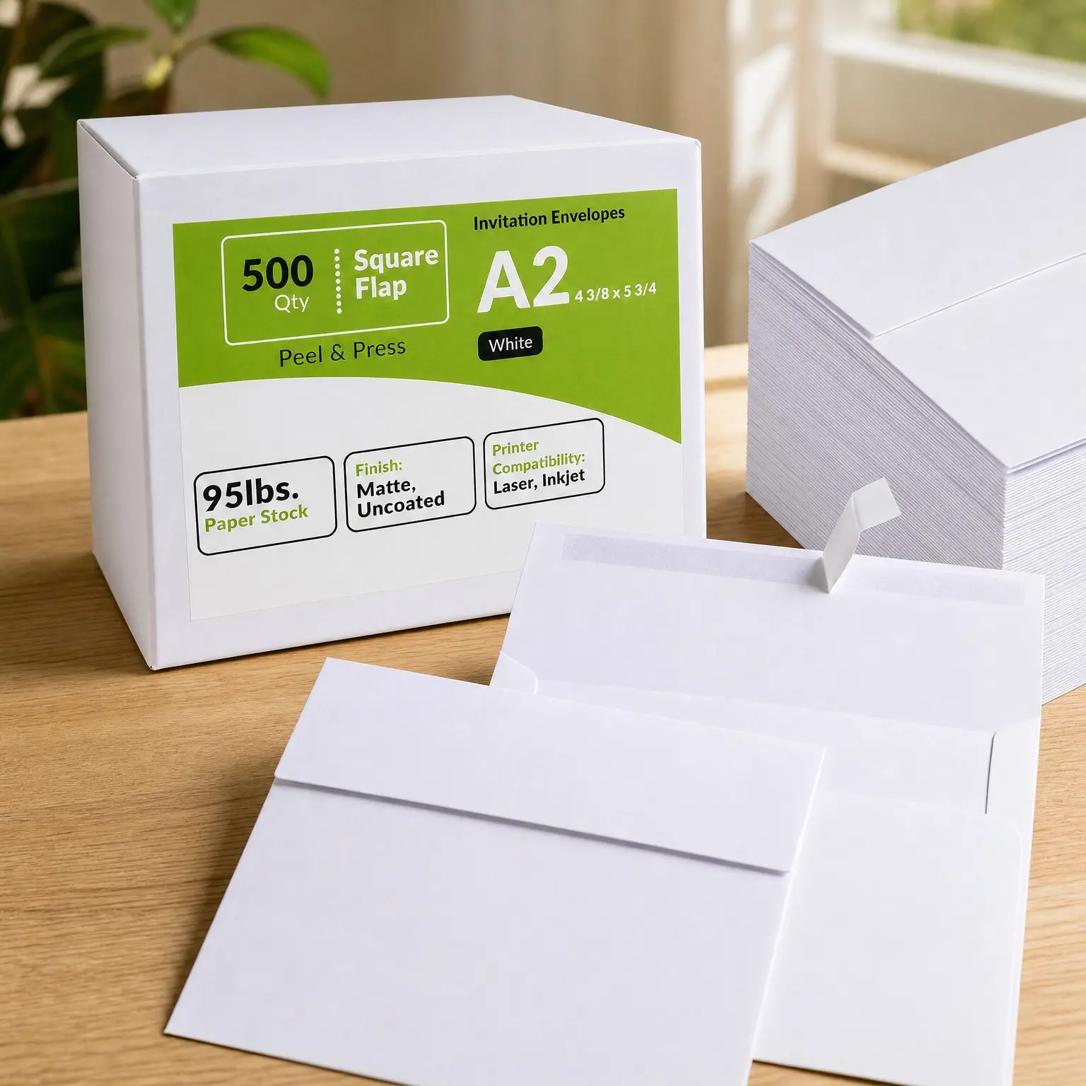 500 Pcs Bulk A2 Invitation Envelopes in White Peel & Press Self Seal 4 3/8 x 5 3/4 Square Flap Envelopes RSVP Return Envelopes 95lb. for Announcement Mailing 4x5 Greeting Cards Photo 1/4 Fold Cards