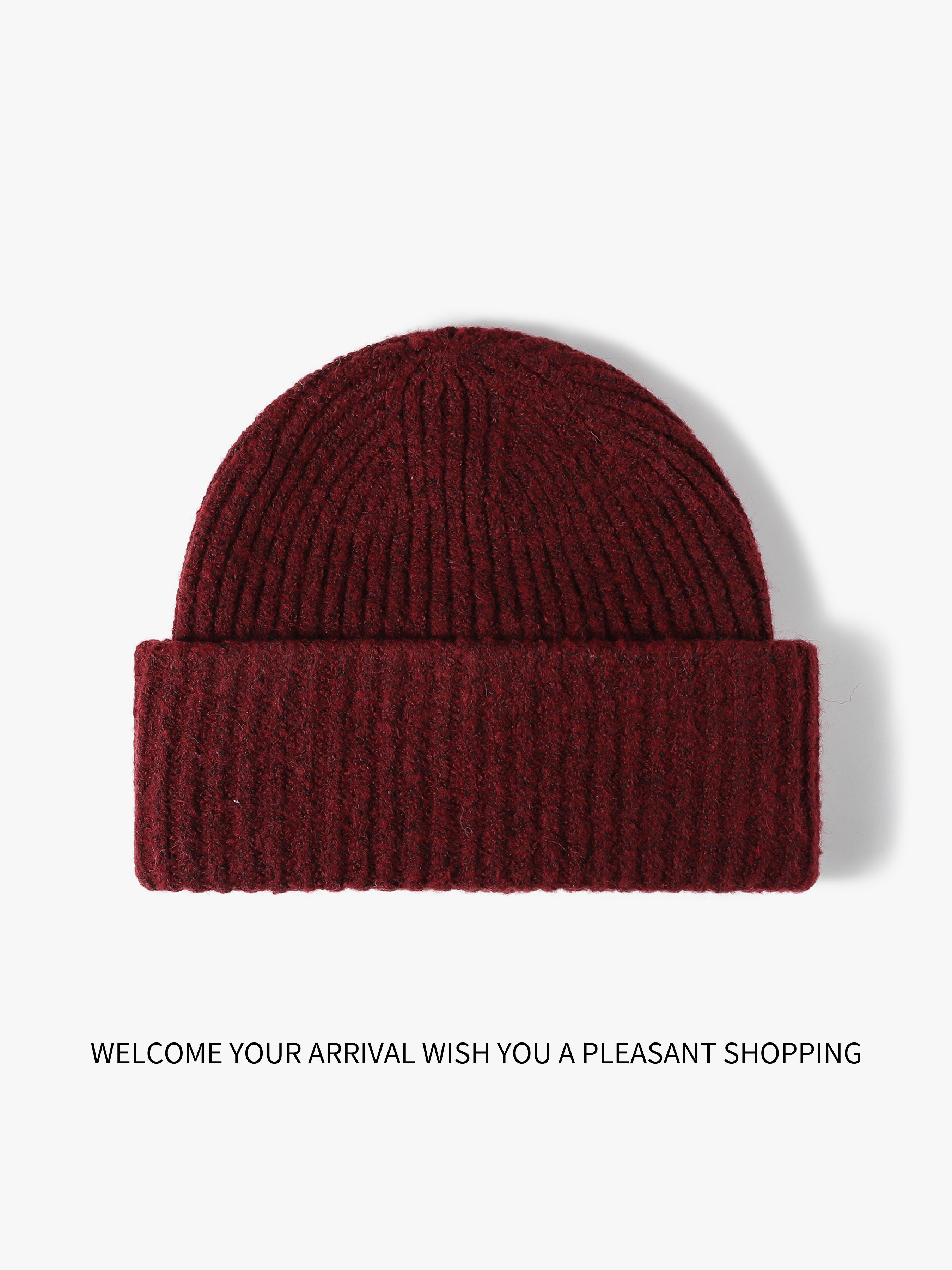 Women's Knitted Wool Hat, Simple Solid Color Design, Warm Windproof Function, Knit Material, Daily Wear, Autumn Winter Fashion, Knitting Beanie