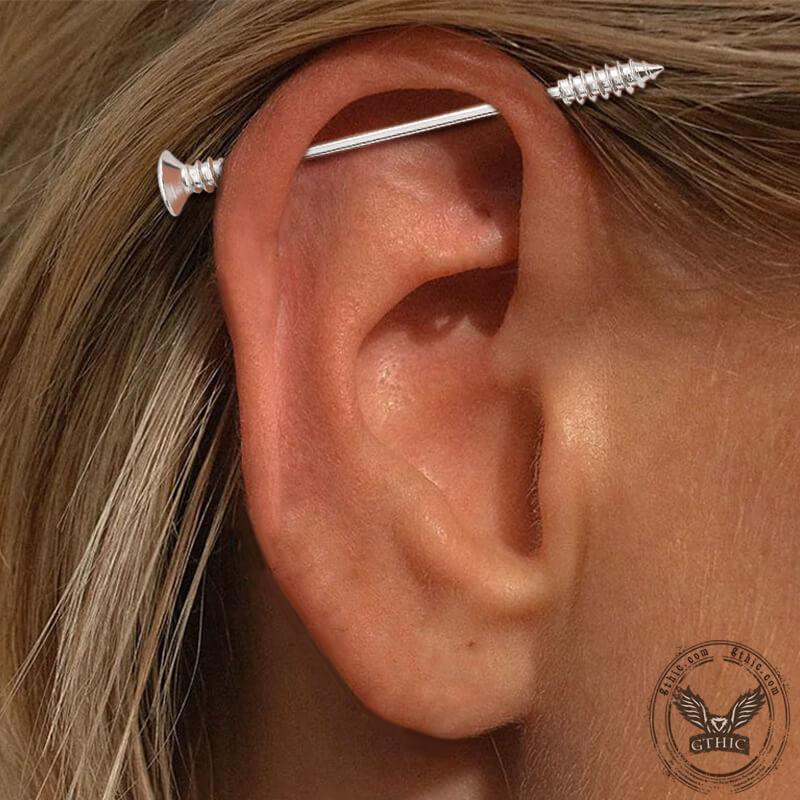 GTHIC Simple Threaded Nail Industrial Alloy Piercing Personalized Jewelry Accessories Unisex Daily Wear