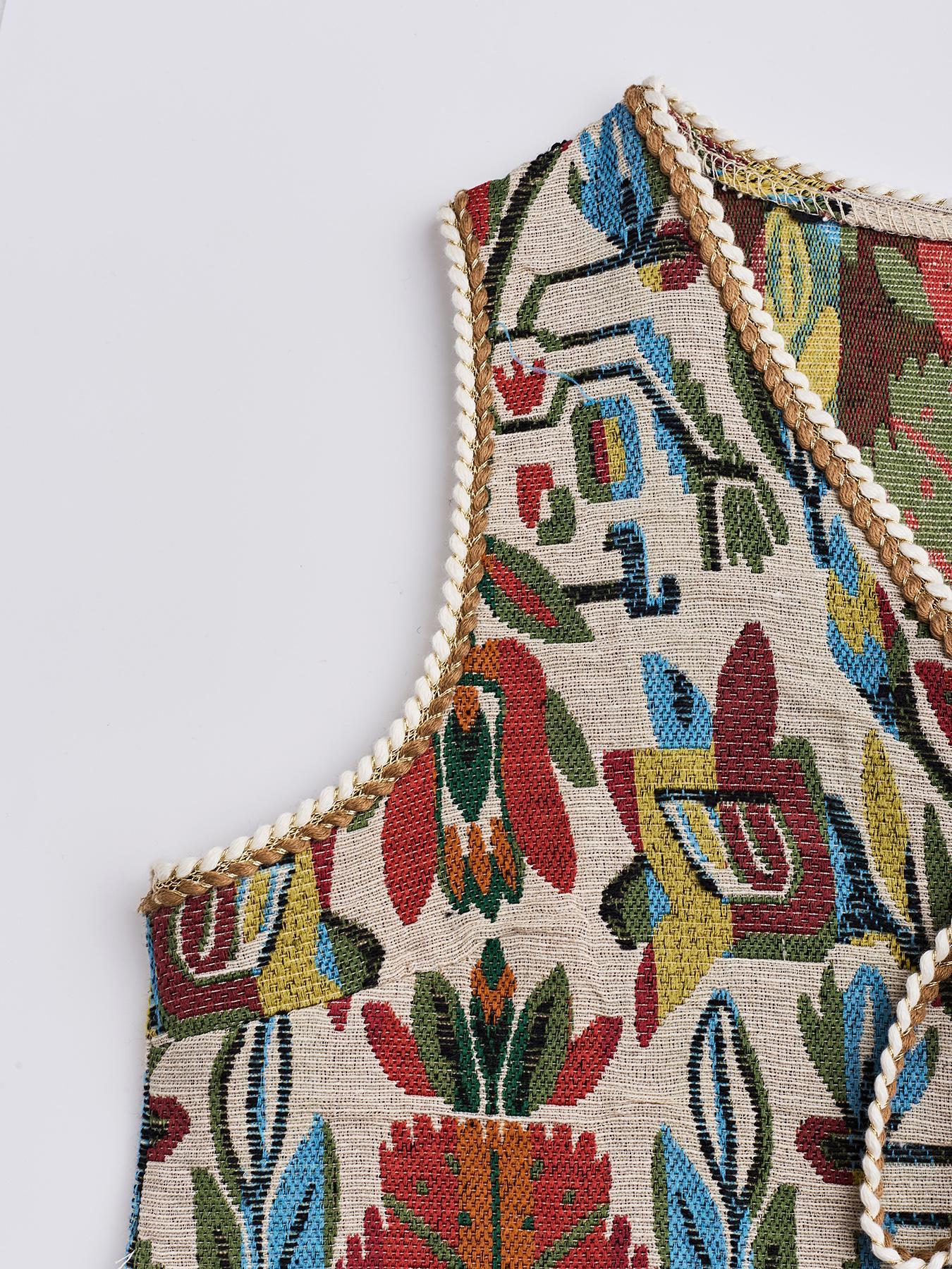 Women's Floral Pattern Tie Front Fitted Lightweight V Neck Vest, Boho Sleeveless Outerwear for Beach Vacation Holiday, Ladies Clothes for All Seasons