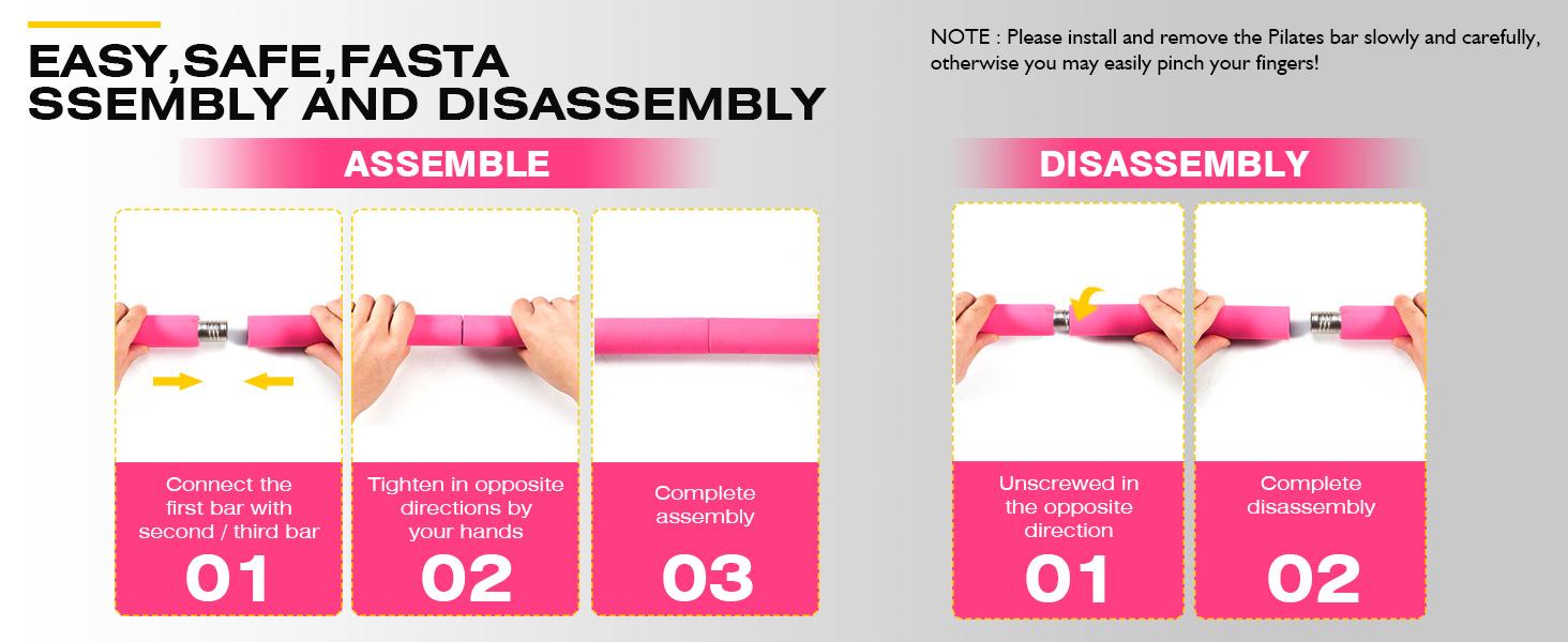 Pilates Bar Kit with Resistance Bands,3-Section Pilates Bar with Stackable Bands Workout Equipment for Legs,Hip,Waist and Arm,Exercise Fitness Equipment for Women & Men Home Gym Yoga Pilates,Best Valentine's Day Gifts for Women，TikTokShopBlackFriday Sprin