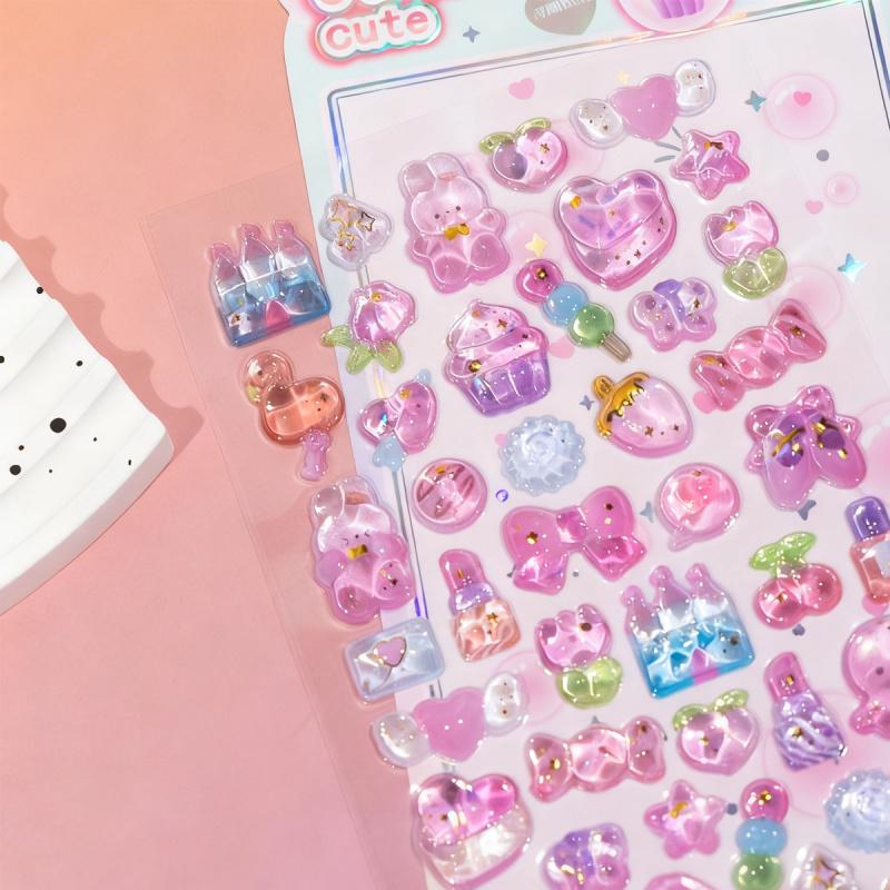 1PC Fresh Purple and Pink 3D Cute Animal Sticker Series, featuring a fresh and sweet style, suitable for laptops, water bottles, notebooks, cars, luggage, gift wrapping, party decorations, vinyl stickers, school supplies, and back-to-school supplies.