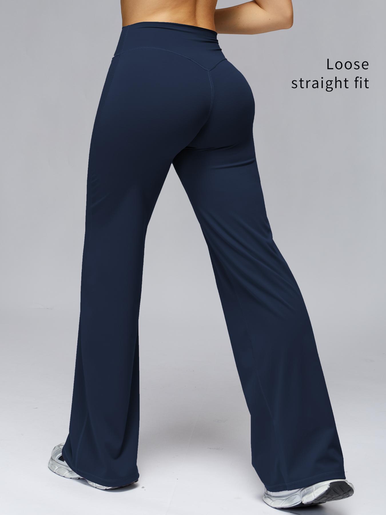 High Waist Flare Leg Yoga Pants, Casual Dance Workout Trousers, Butt Lifting Tight Fit Wide Leggings, European Style High-Waisted Joggers
