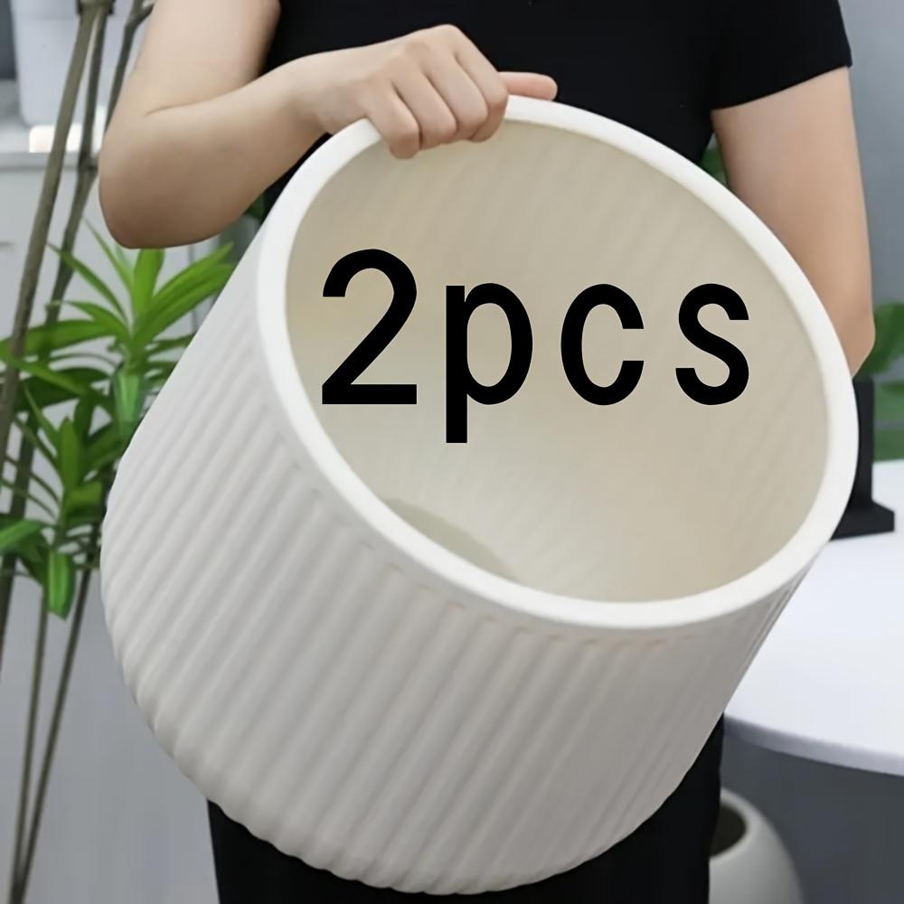 2 classic Roman striped plastic flowerpots-medium lightweight and durable indoor/outdoor flowerpots with metal-plated surface and circular design, suitable for succulents, cacti, Halloween and Christmas decorations, Modern Plant Pot, Planter Pots