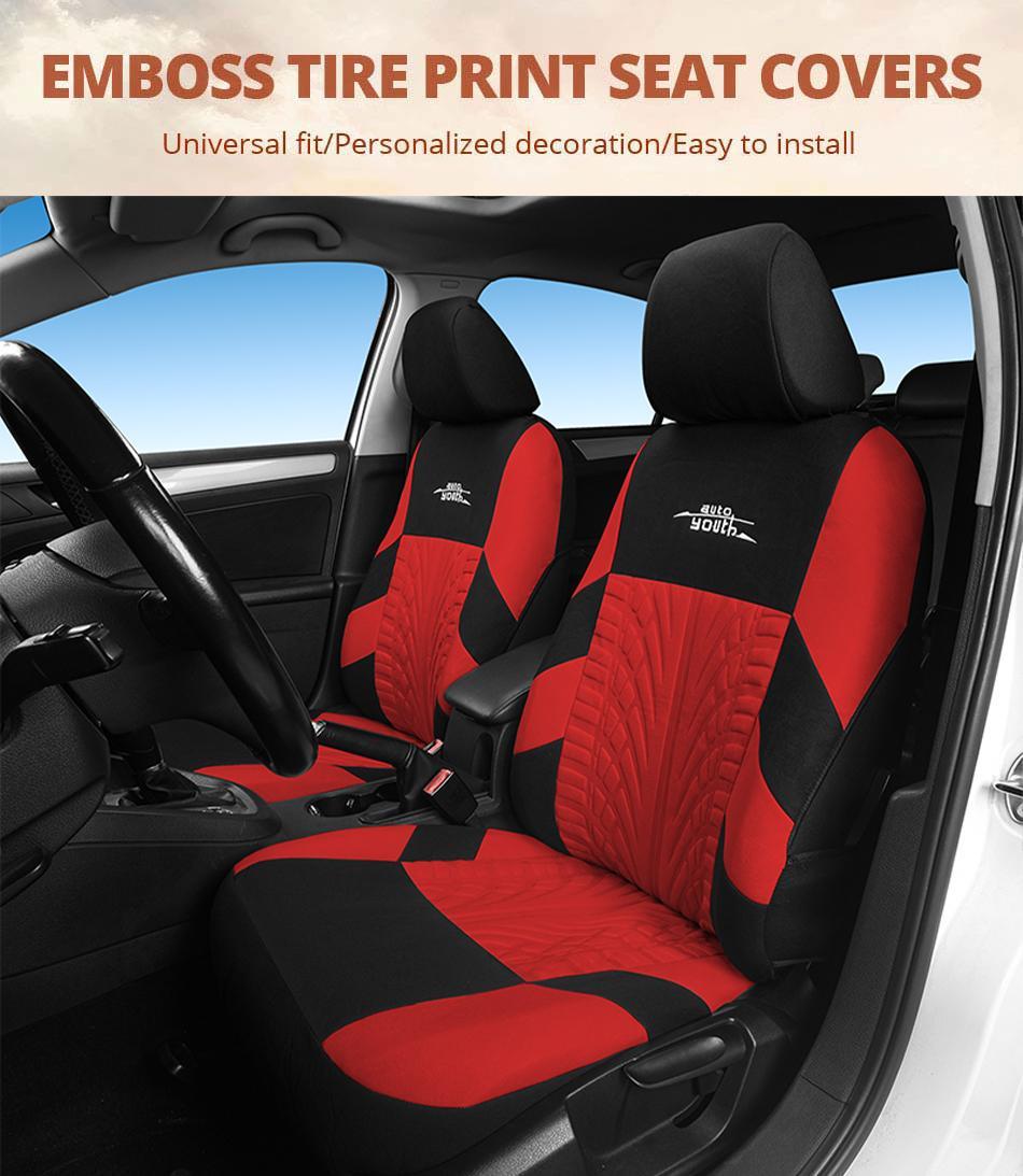 Car Seat Covers for 5 Seats Universal, Fabric Breathable Car Front & Rear Seat Protectors, with Tire Track Details, Airbag Compatible, Full Protection, Fits Most Cars Trucks Vans SUVs, Red Vehicle Seat Covers, Truck Accessories, Car Interior Accessories Car Seat Covers for 5 Seats Universal, Fabric Breathable Car Front & Rear Seat Protectors, with Tire Track Details, Airbag Compatible, Full Protection, Fits Most Cars Trucks Vans SUVs, Red Vehicle Seat Covers, Truck Accessories, Car Interior Accessories