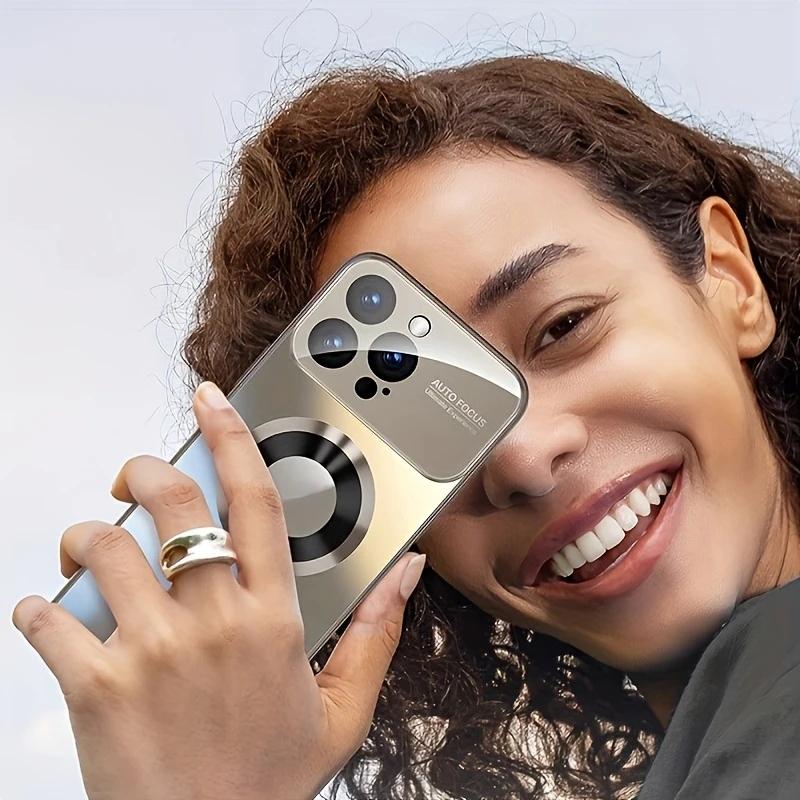New large window instant 17 magnetic matte iPhone case - shockproof glass camera lens protection, with magnetic wireless charging function - suitable for iPhone 17 16 15 14 13 12 11 Pro Max Plus men's and women's protective cases Accessories Cover