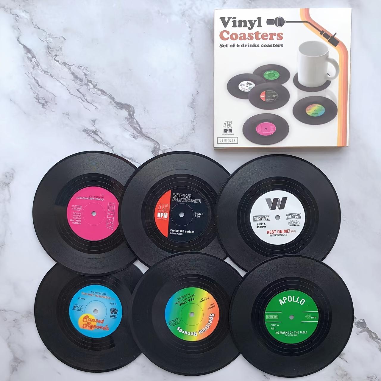 Vintage Vinyl Record Cup Mat, Non-Slip Heat Insulating Pad, Retro CD Coffee Mug Coaster, Wall Decorative Album Cover