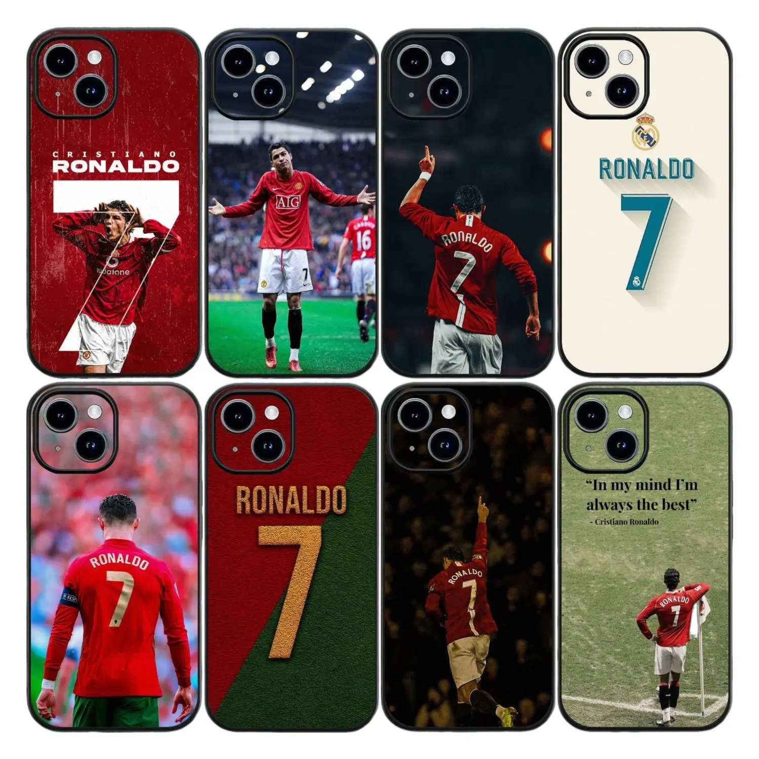 Football Ronaldo 7 Phone Case For IPhone 11 12 13 14 15 16 17 Pro Max Plus Classic Black Soft Shell