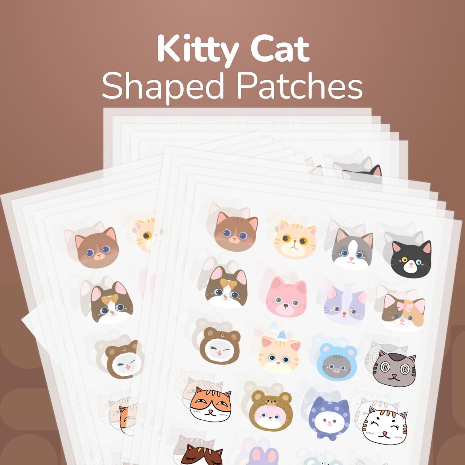 40pcs Cartoon Cat Acne Patches, Cute Cartoon Face Concealer Stickers, Cover Blemishes, Invisible Flaws, Suitable for All Skin Types