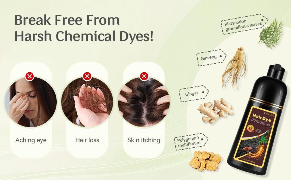 Golden Brown Natural Plant Hair Dye Shampoo 3 in 1, Effective Grey Hair Coverage, Semi-Permanent, No Irritation, Herbal Ingredients, Women & Men, 16.9 Fl Oz Haircare Golden Brown Natural Plant Hair Dye Shampoo 3 in 1, Effective Grey Hair Coverage, Semi-Permanent, No Irritation, Herbal Ingredients, Women & Men, 16.9 Fl Oz Haircare