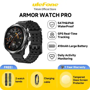 Ulefone GPS/5atm Armor Watch Pro, Android Watch, IP68/ip69k Waterproof, 50m Depth, 410mah Battery, Bluetooth-compatible 5.3, Ai Features, 1.50 Inch Amoled Display, Durable