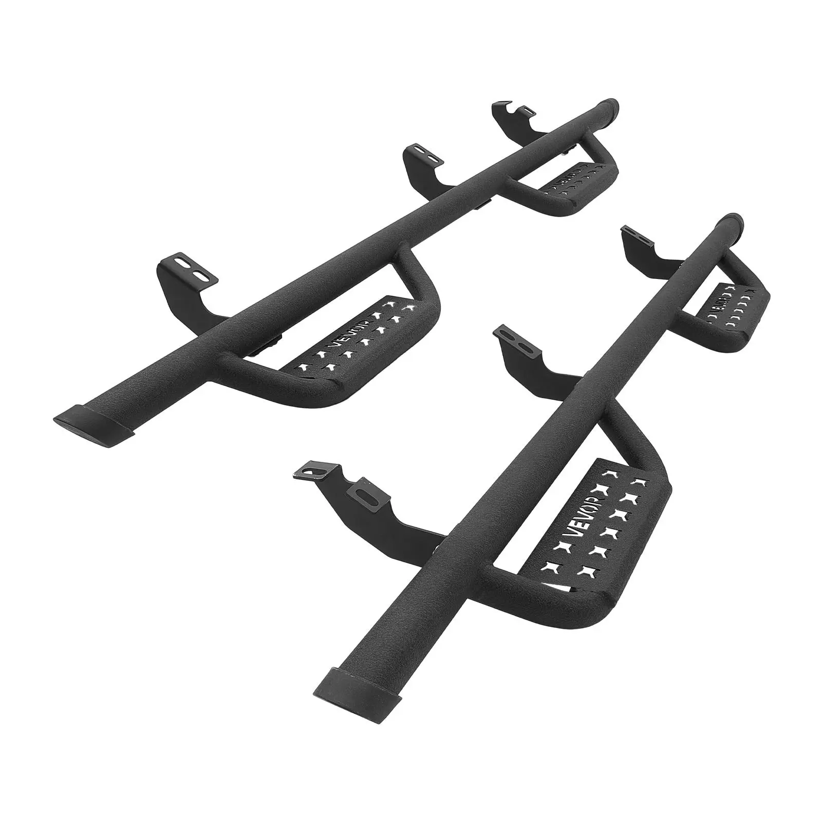 VEVOR 4-in Carbon Steel Running Boards, Side Steps for 2024-2025 Toyota Tacoma Double Cab, 550 lbs Load Capacity, Black Non-Slip Hollow Surface with Rustproof Coating