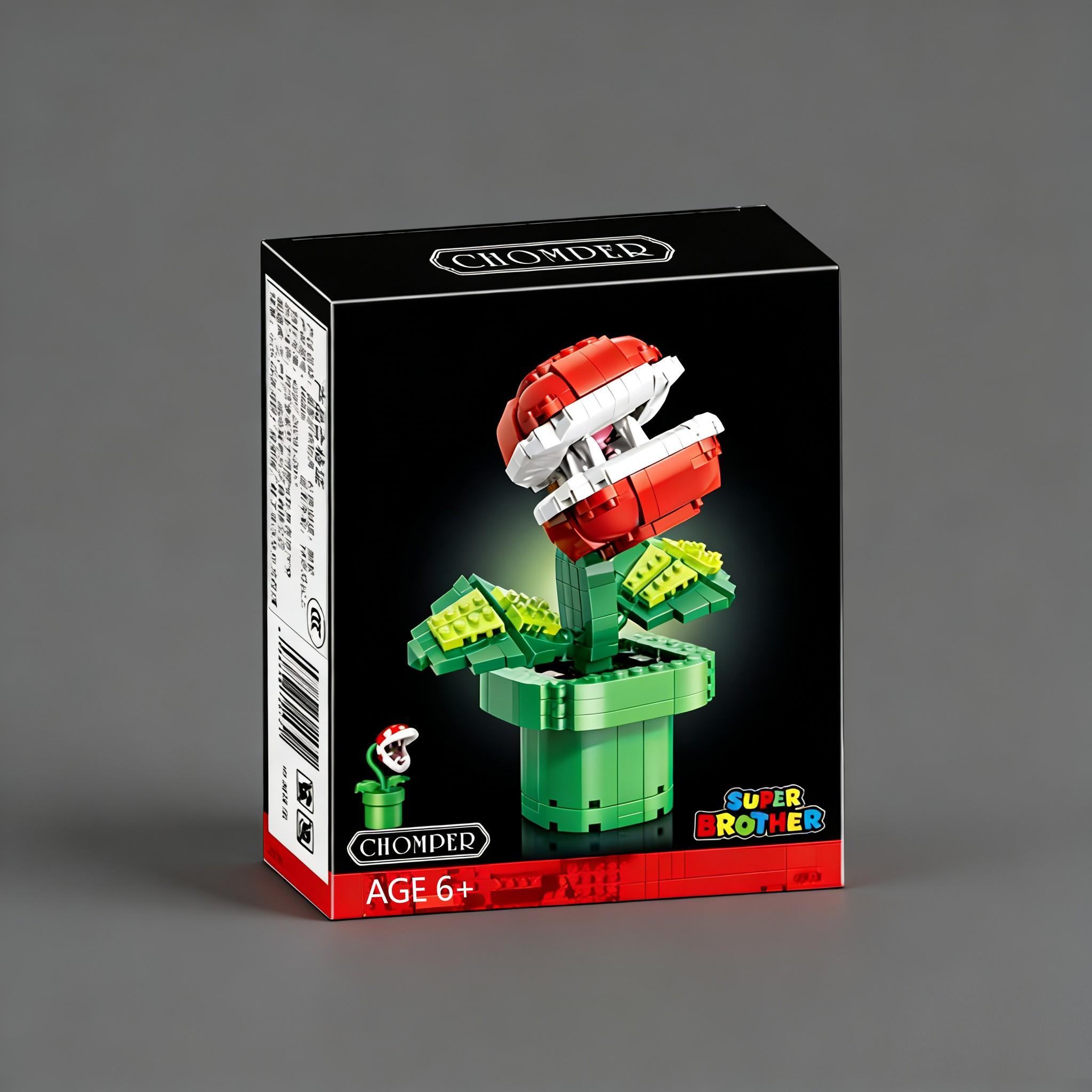 2-Pack Fun Style Carnivorous Plant Flame Flower Building Block Model Kit, Classic Game Elements, Cute Decorative Figurine, Holiday Gift