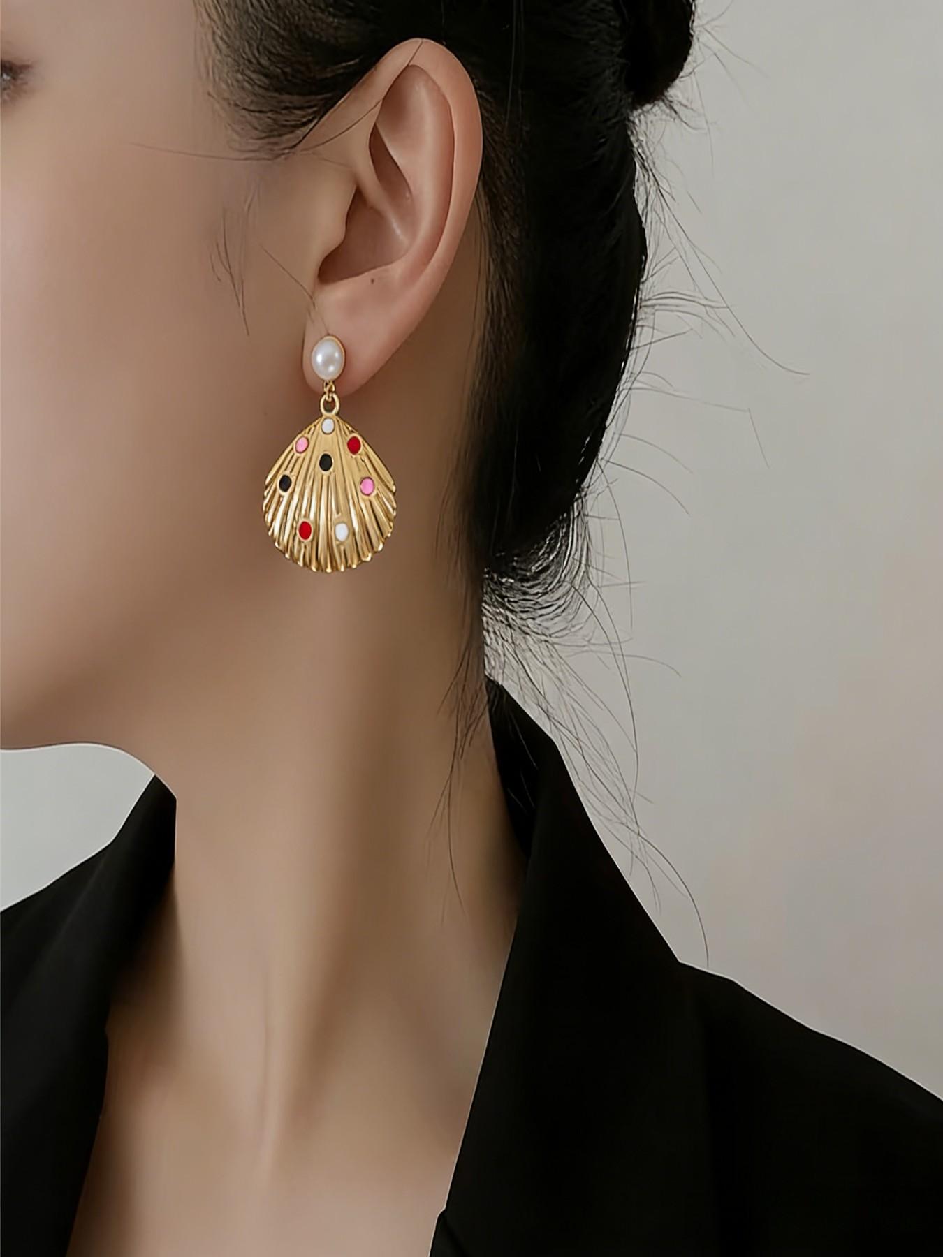 Women’s Elegant Stud Earring Set, Stainless Steel Material, Plain Design, All-Season Jewelry Accessory, Perfect Gift for Her