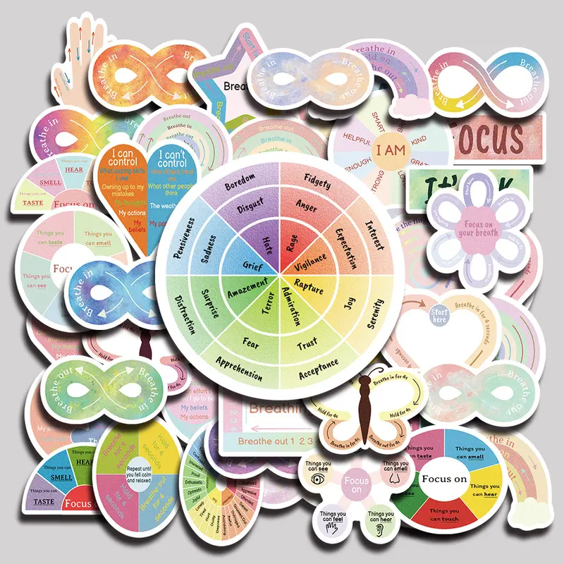 60PCS Calming Sensory Aesthetic Vinyl Stickers Pack for Laptop Water Bottle Phone Case Skateboard Journal Scrapbook DIY Decoration
