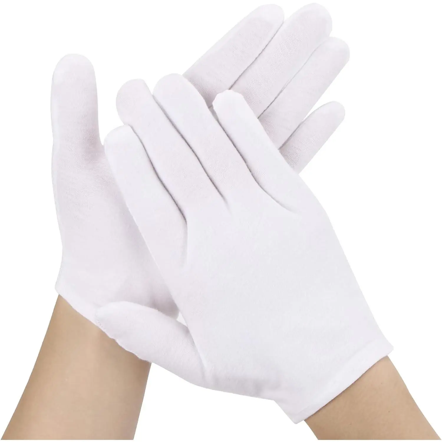 6 Pairs White Cotton Gloves Large for Dry Hands, Moisturizing Spa Glove for Women Men Breathable Gloves