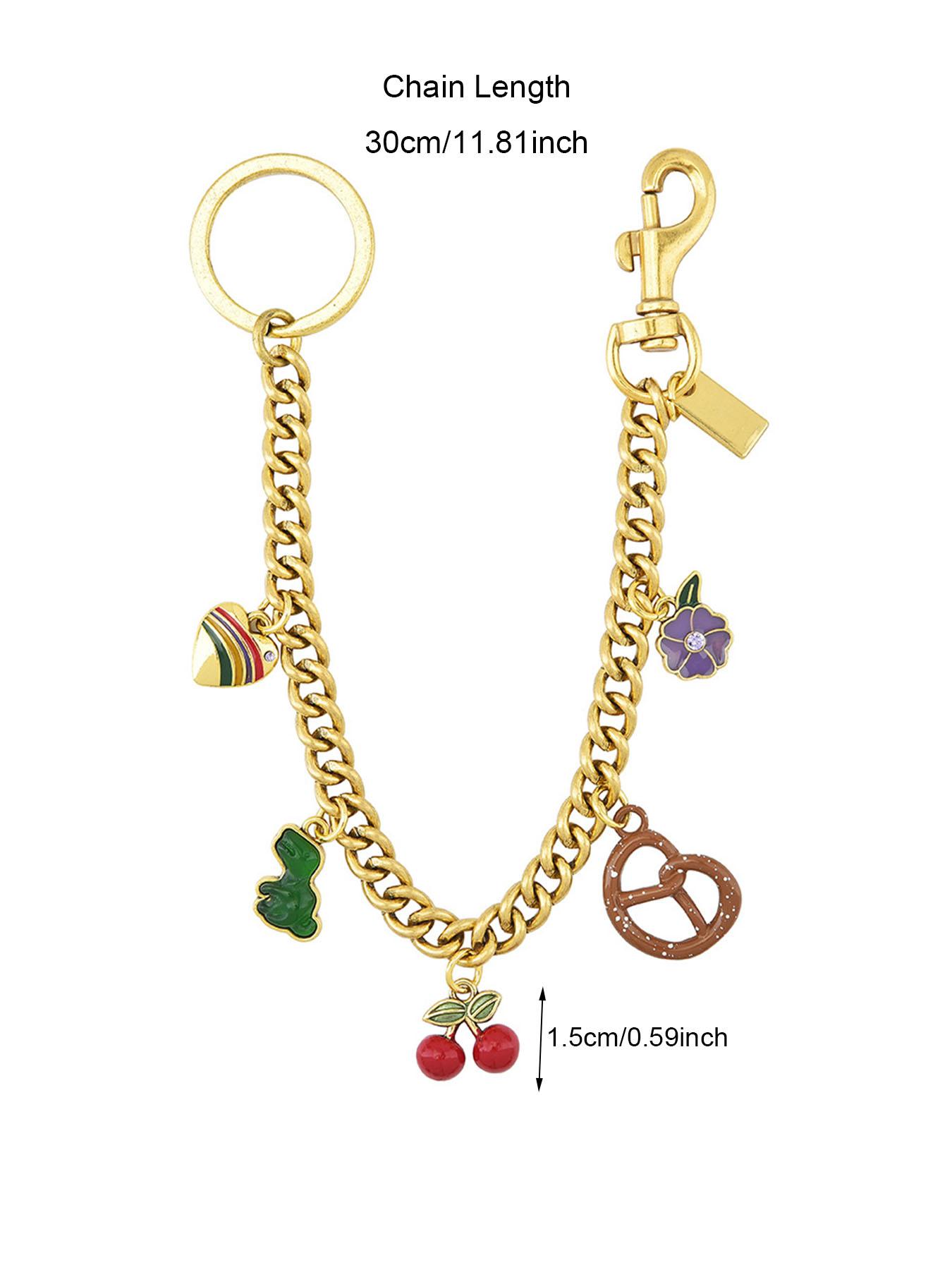 Cherry Strawberry Bag Charm Chain, Women's Handbag Accessory, Carrot Dinosaur Crossbody Bag Keychain, Purse Hanging Decoration, Stylish Playful Charm, Bag Pendant