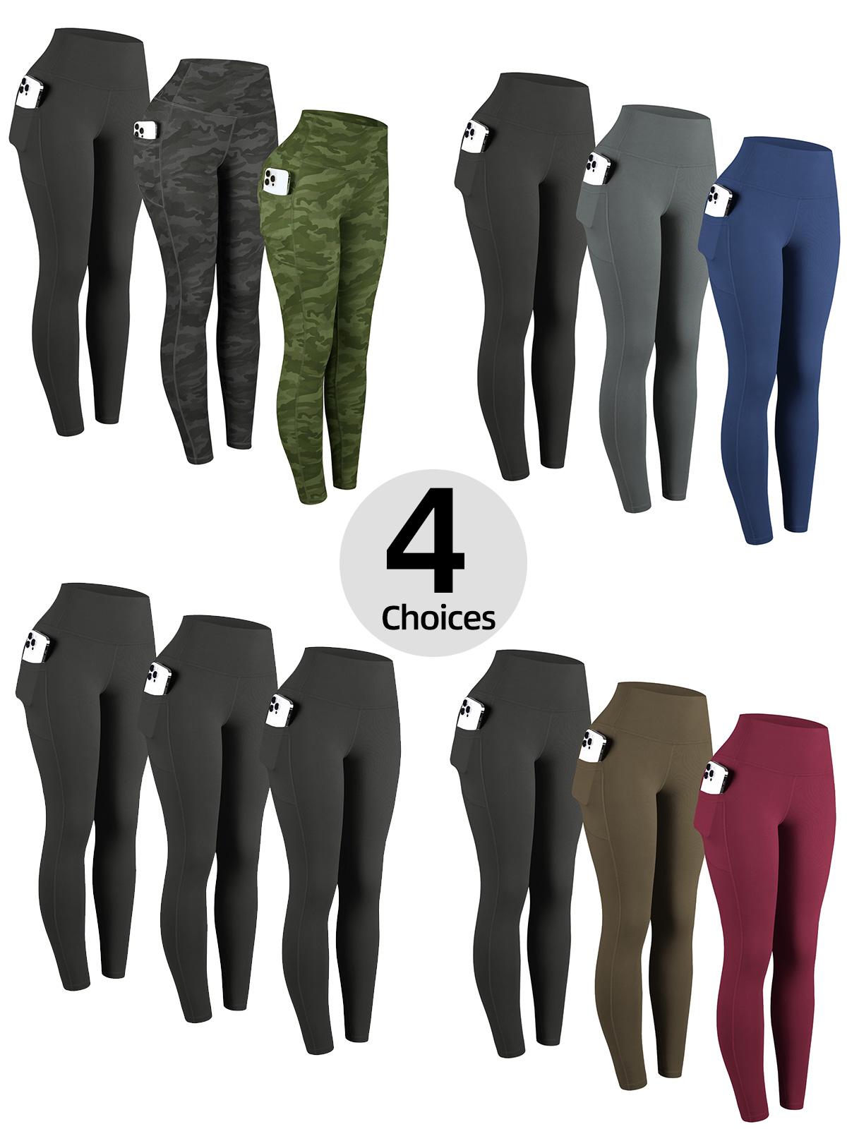 CHRLEISURE 1/3/6-PACK High Waist Yoga Pants With Pockets, Exercise Running Yoga Leggings, Tummy Control Workout Running Yoga Leggings for Women