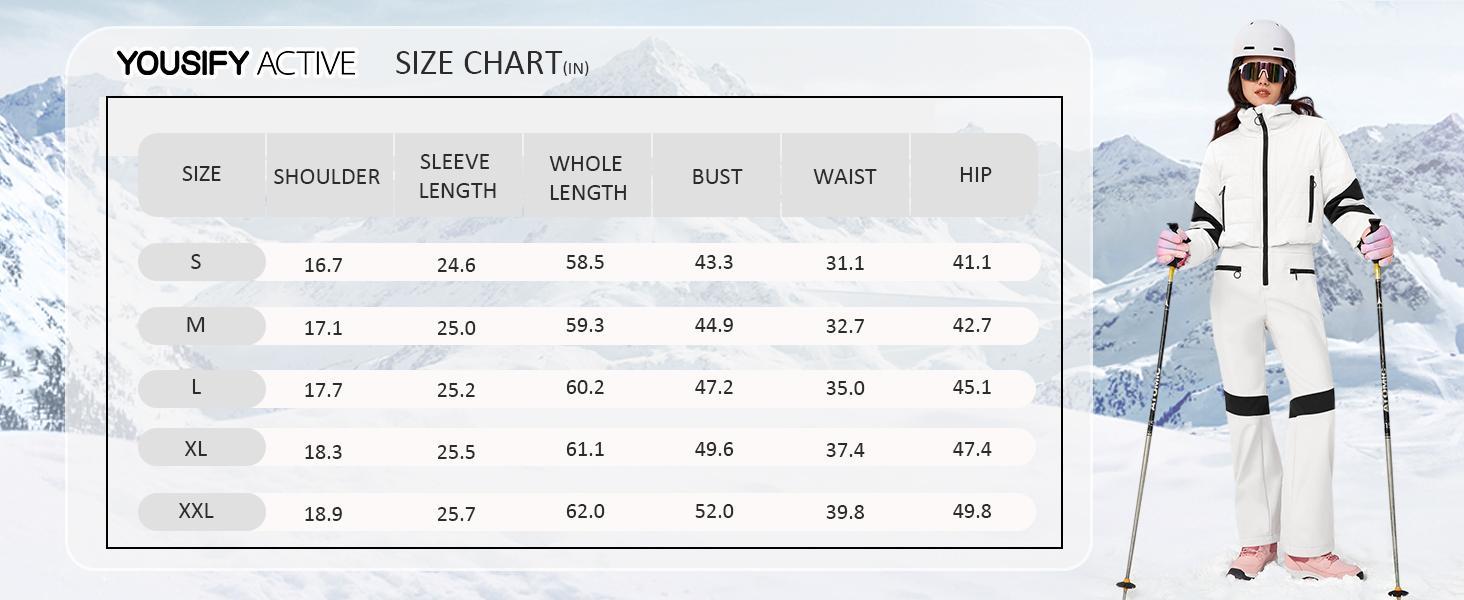 Yousify Womens Onesie Ski Suit Winter Outdoor Sports Warm Waterproof Snowsuit Color Block Jumpsuits Snow Jackets