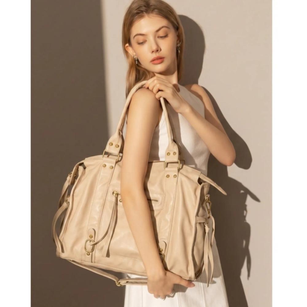 Women's shoulder bag, Stylish crossbody bag, women's retro Y2K spicy girl handbag, Casual trendy bag, large capacity, multiple pockets, punk diagonal cross bag, washed and worn vegan leather bag, suitable for vacation, shopping, work