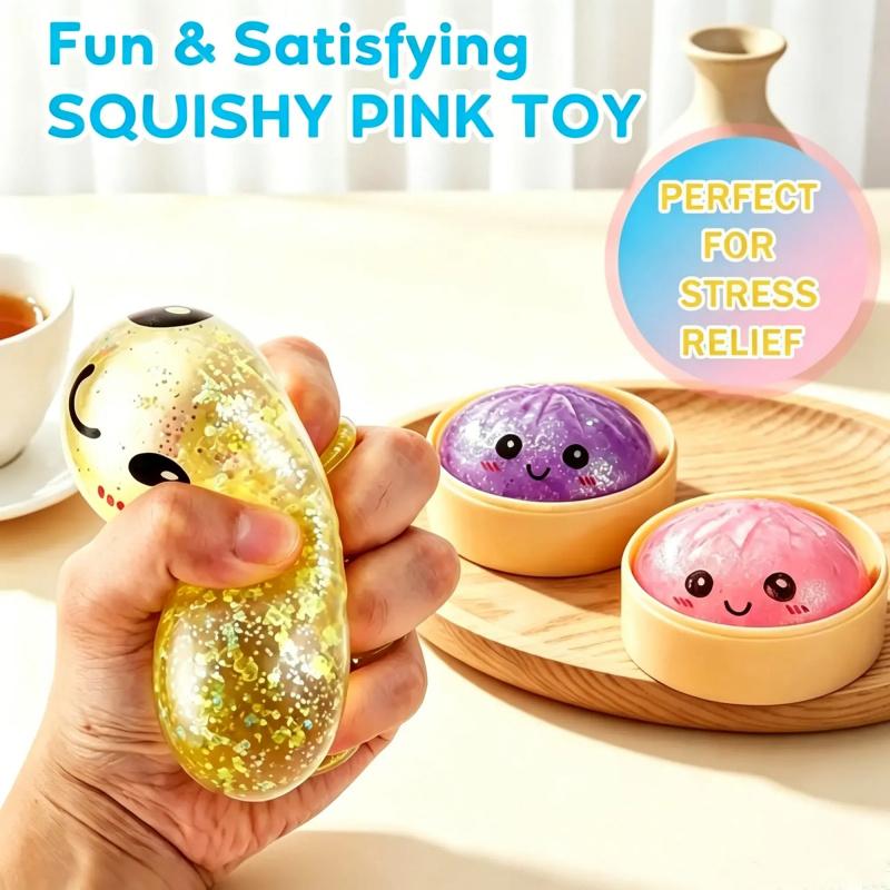 2/6/12 Pack Portable Glossy Baozi Steamed Dumpling Fidgets Blind Box Set, Slow-Rising Squishy Fidget Toy for Anxiety Relief, Collectible Desk Ornament, Holiday Gift