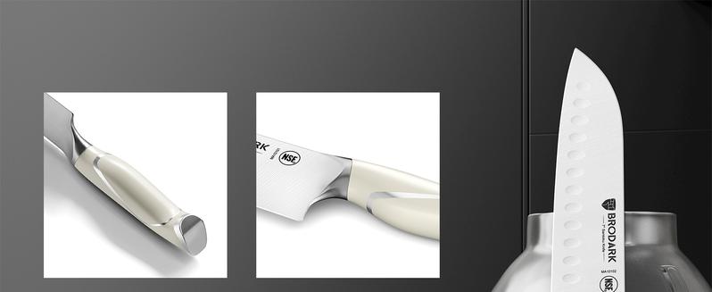 BRODARK Kitchen Knife Sets with Block and Built-in Sharpener, 15 Pcs Full Tang Professional Chef Knife Set, NSF Certified Food Grade Stainless Steel Cutlery Set, Ivory Series Outdoorfun