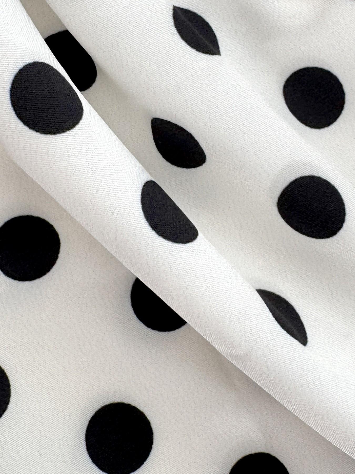 Women Off Shoulder Polka Dot Blouse Loose Puff Sleeve Top Flowy Boho Peasant Shirt Elastic Neckline Casual Summer Beach Vacation Chic Oversized Top White Black