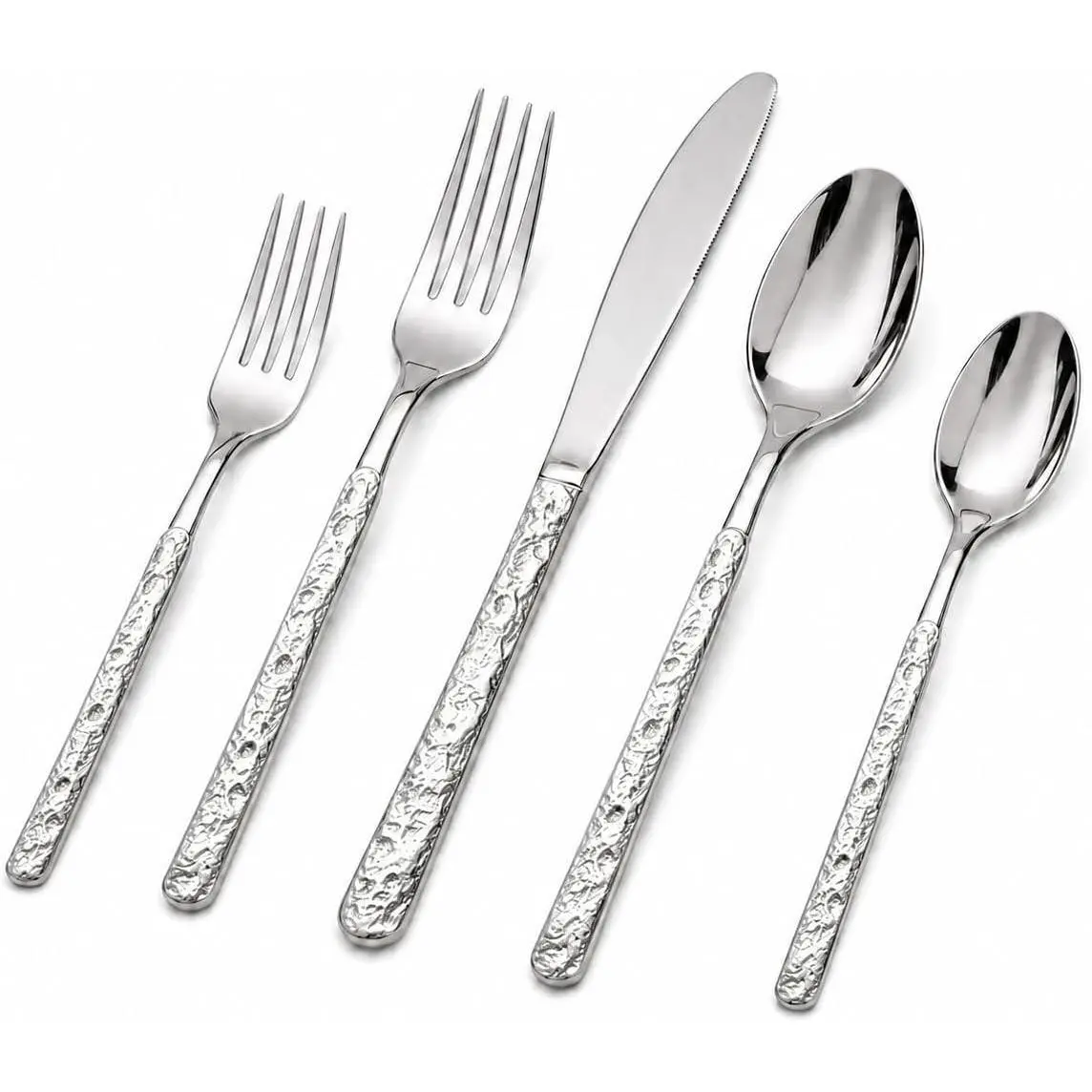40-Piece Stainless Steel Hammered Silverware Set Flatware Service for 8