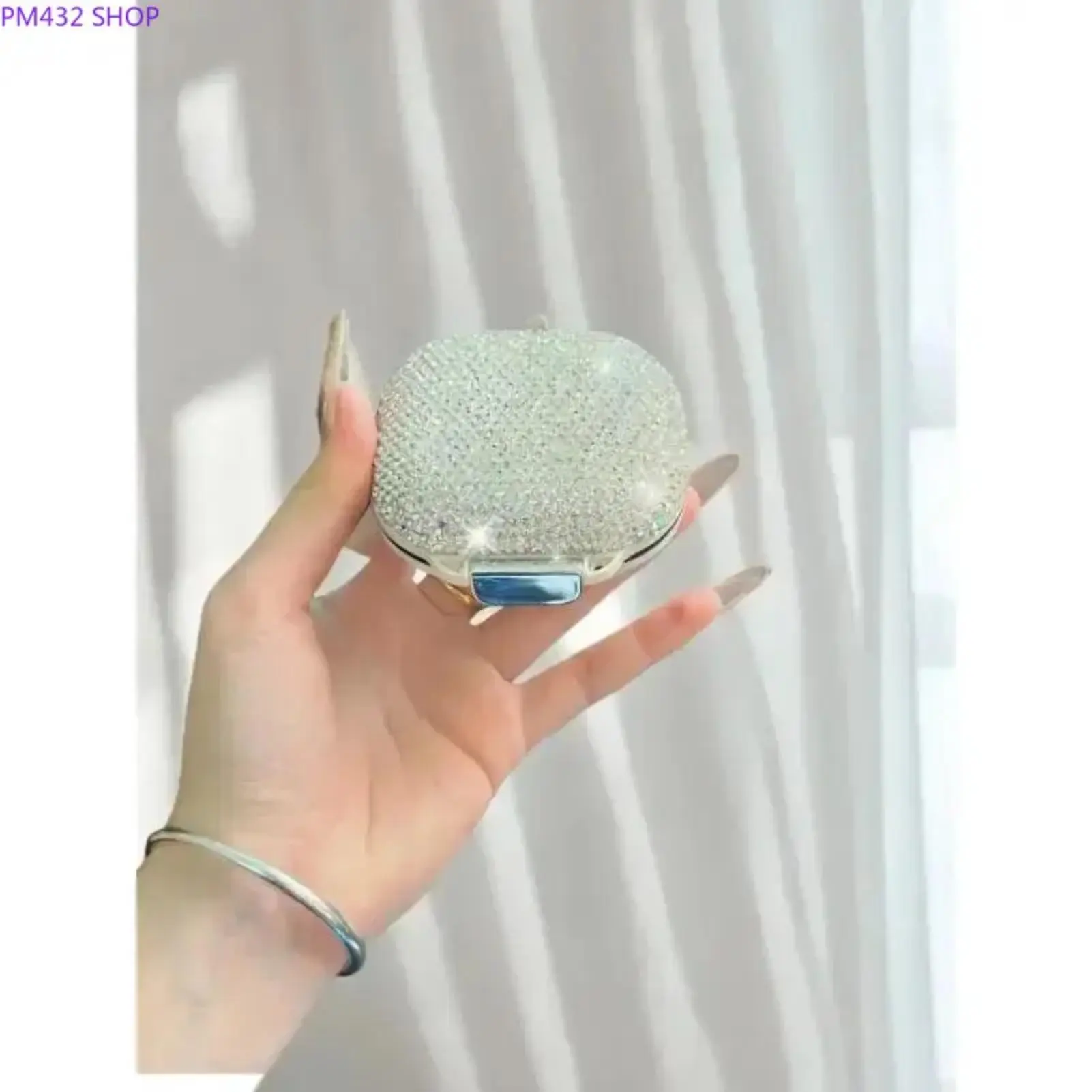 Luxury Rhinestone Pill Organizer - Diamond-Like Shine 7-Day Portable Waterproof Compact Pill Case, Travel & Home Medication Storage Container for Purse Daily Use