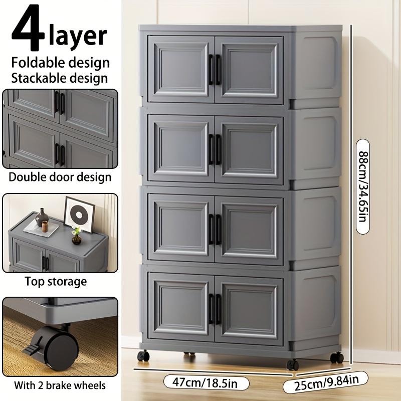 Office locker, foldable vertical file storage cabinet, stackable plastic storage box with lid, desktop file organizer storage box, for office, home, school, garage, gym, black, width 36/47cm-14.17/18.5in