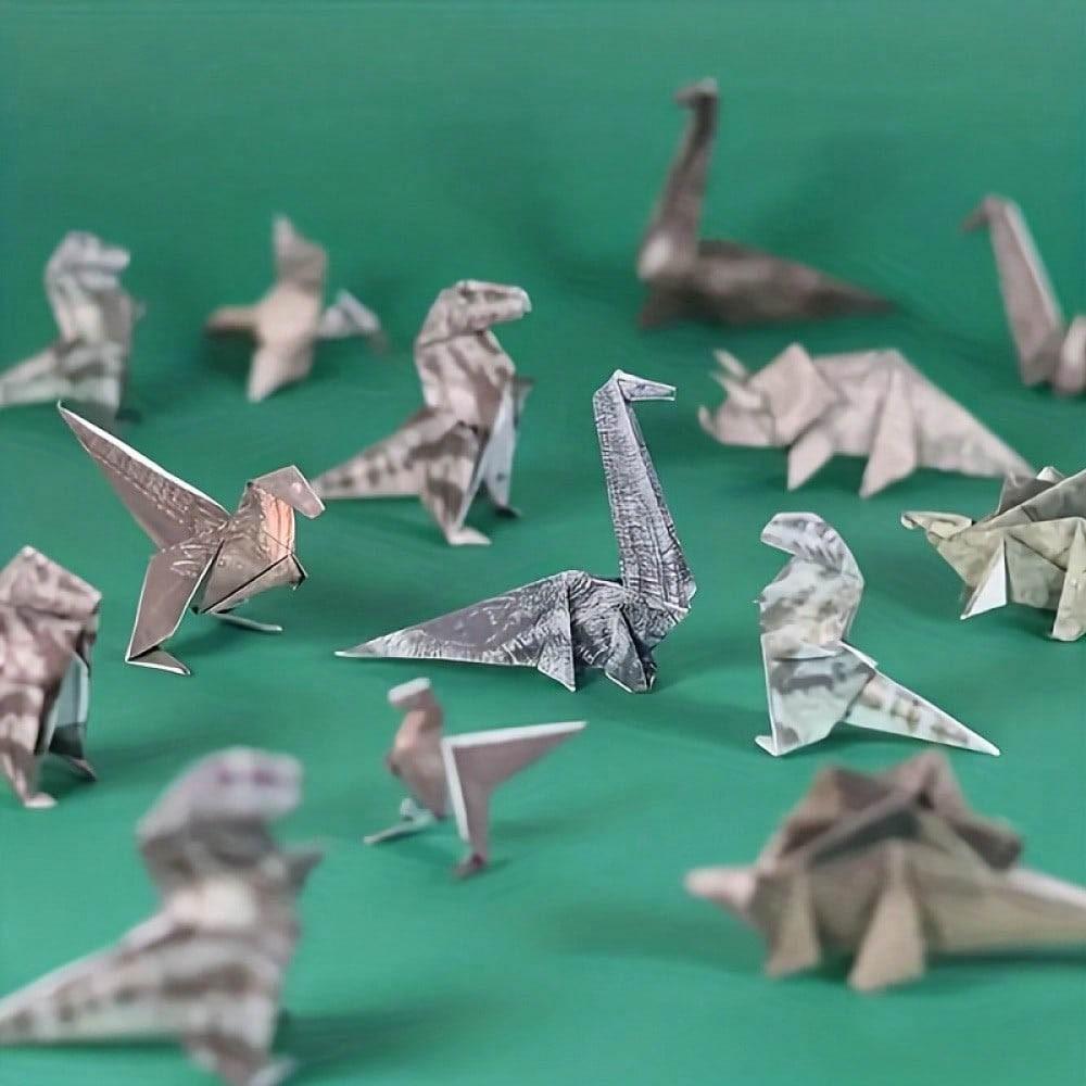 Paper Cat Kit, Cute Origami Craft Set, Includes 3D Paper Dog and Dinosaur Models, Adult Animal Papercraft, Home and Office Decor