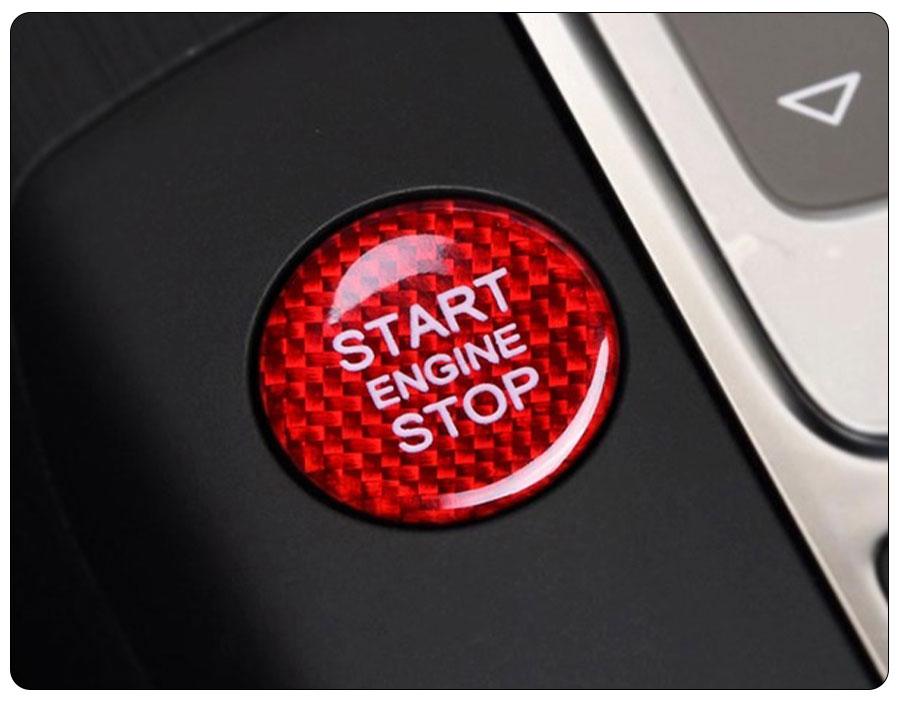 For Audi Real Carbon Fiber Ignition Engine Start Stop Button Trim Protect Stickers For A5 A7 A4L A6L Q3 Q5L Accessories  Black and Red Are Available Anti-Scratch Protection Enhances Texture for a More Premium Look Sticker For Cars