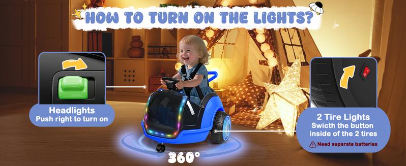 ANPABO 3-in-1 Electric Push Ride On Car, 12V Kids Ride On Toy w/Remote Control, 360° Spin, 5-Point Safety Belt, Colorful LED Light, Music Player, Push Car for Toddler