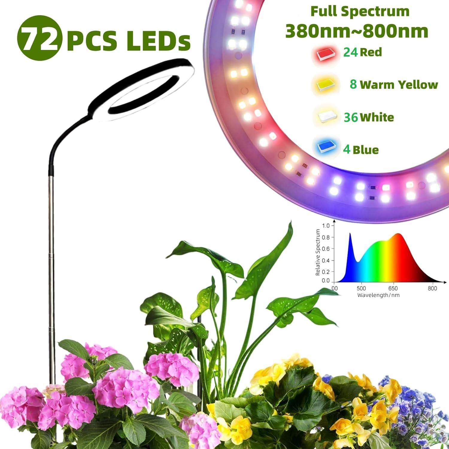 Serbasic Full Spectrum Grow Lights for Indoor Plants LED Floor Plant Light with Base and Earth Stick Dual Purpose Adjustable Height Stand 155cm/61inch for Large Plant 3 Switch Light Mode Auto Timer 3/9/12H 10 Level Brightness for Indoor Plants High Plants