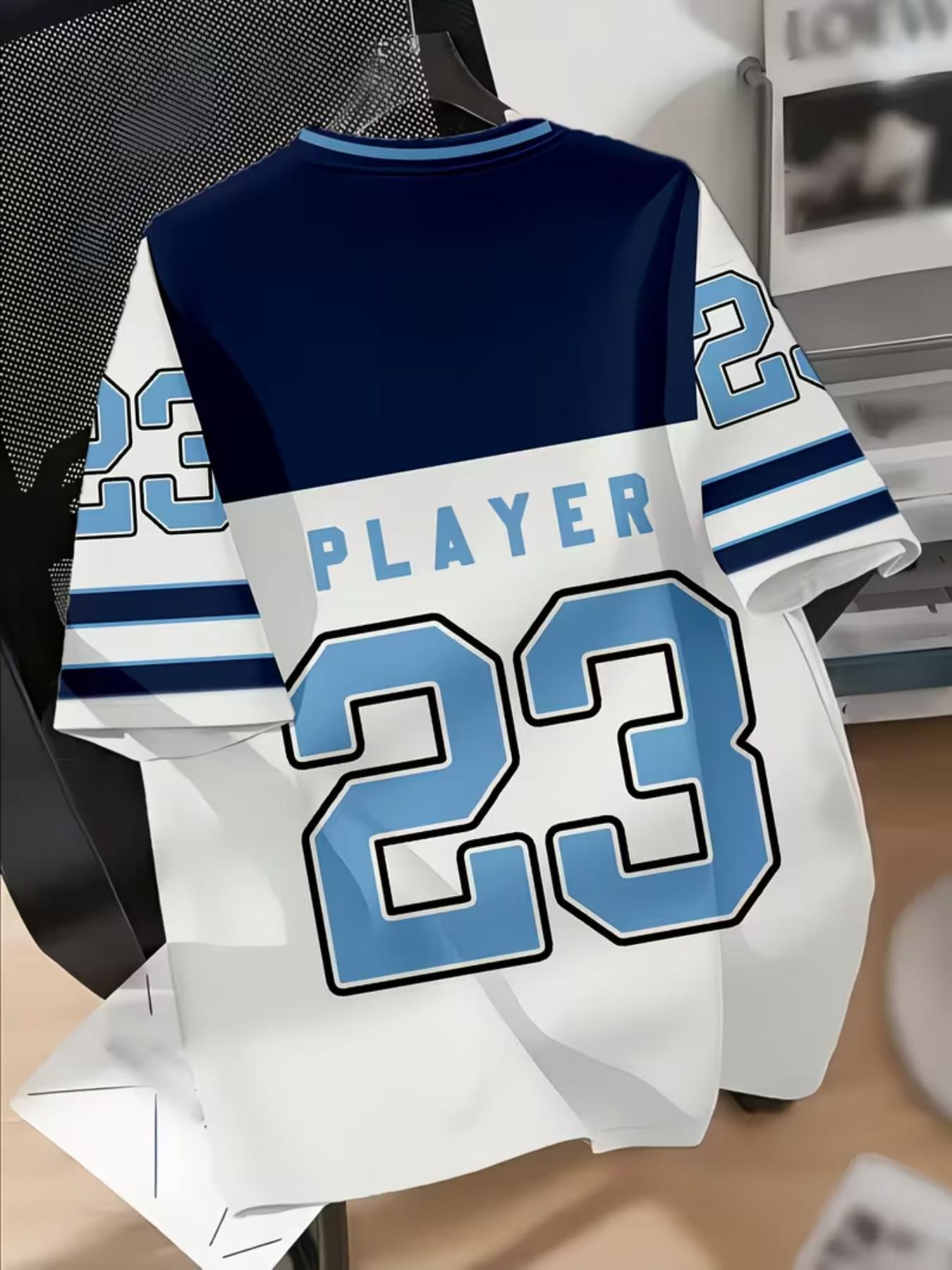 Short Sleeve T-Shirt, Sporty Retro Style, Line Neckline, C Logo, 1987 Sport Division, Blue Stripes, Casual Wear