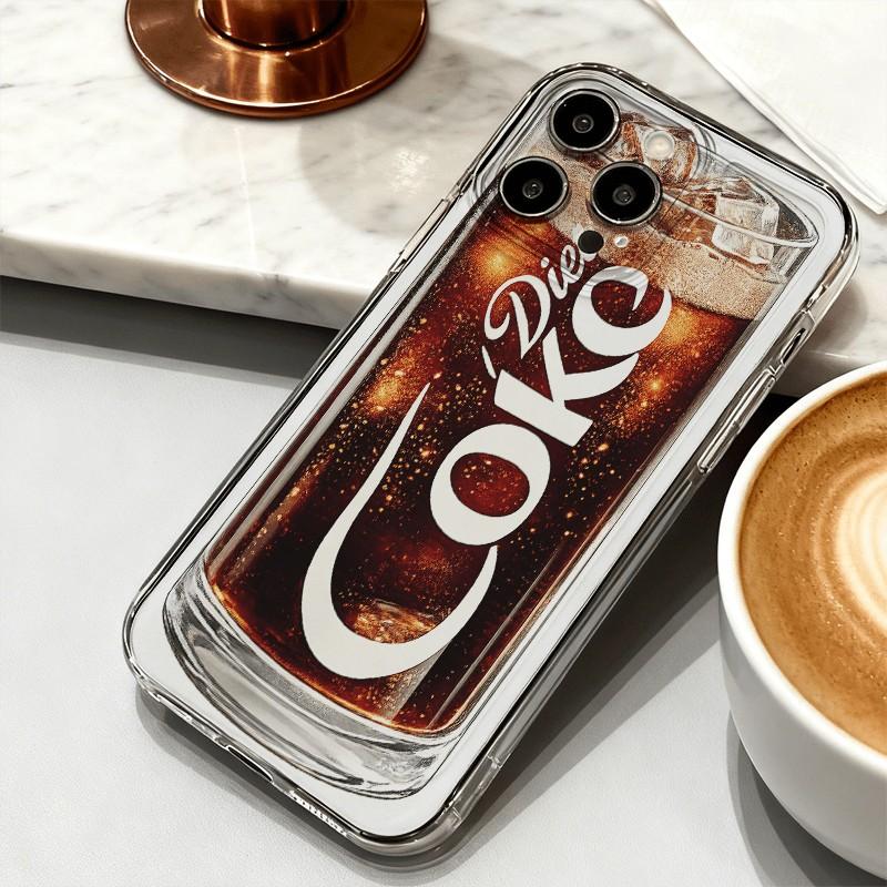 Coca-Cola Glass Texture Phone Case, Iconic Soda Pop Art Design, Shockproof Durable, Fits iPhone 17 Air 16e 15 14 13 Mini 12 11 Pro Max Xx Rx S Max 8 7 Plus, Cute Fashion Transparent Shell, Holiday Gift