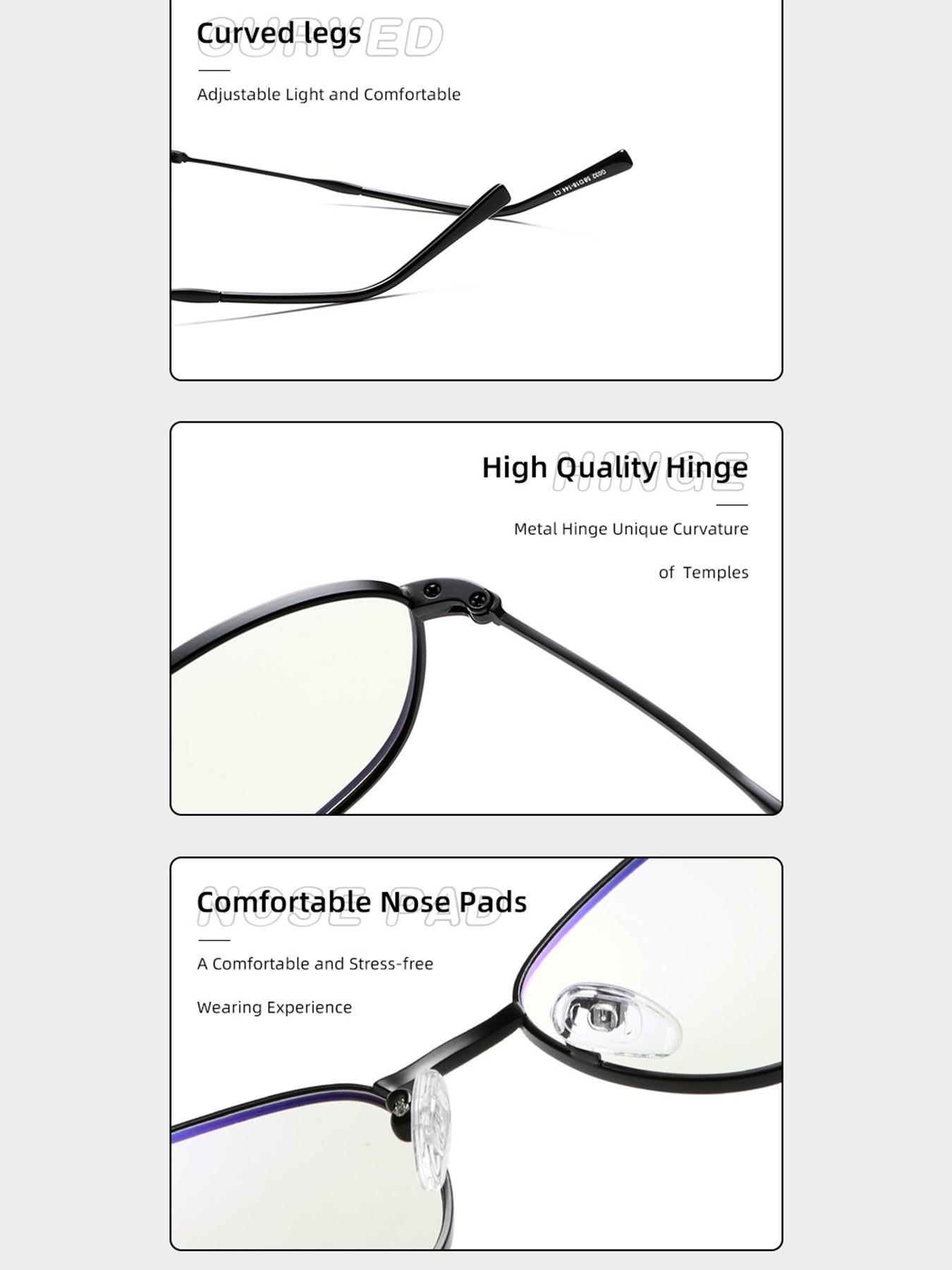 Mira Women's Simple Metal Frame Blue Light Blocking Glasses, Fashion Retro Oval Frame, Unisex Interchangeable Prescription Lenses G032OP