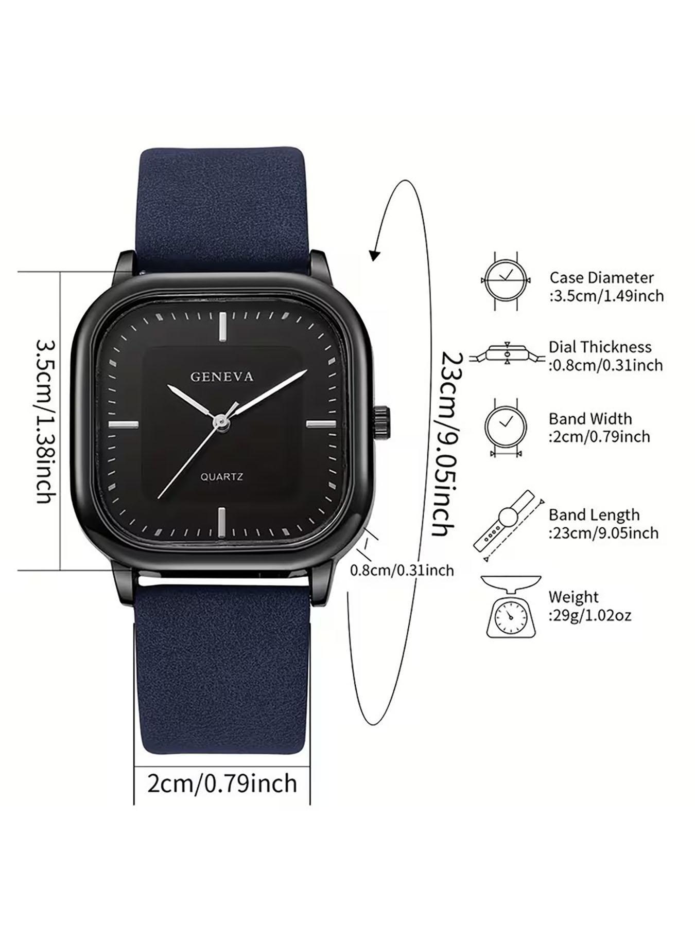 Elegant Fashion Business Leather Strap Square Men's Watch, Rectangular Analog Quartz Watch, Perfect Gift for Valentine's Day and Birthday