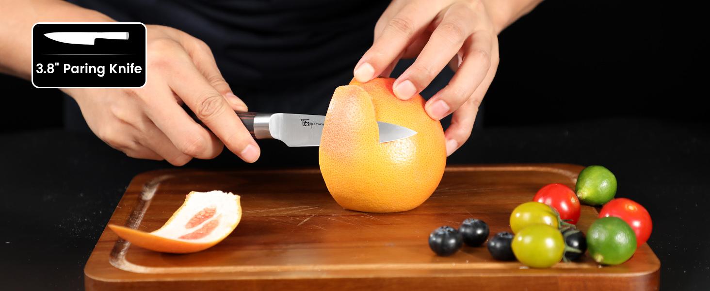 【TikTokShopSpringGlowUp】SYOKAMI Knife Set 7 Piece Japanese Style Kitchen Knife Set With Foldable Magnetic Acacia Wood Block Sharp High Carbon Stainless Steel Knives Set for Kitchen with Anti-slip Ergonomic Handle, Mother's Day Gift