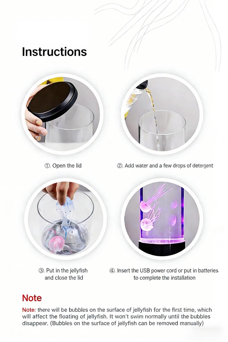 Yooma 1Pc Jellyfish Lamp USB Plug-in Colorful Color Changing ,Jellyfish Atmosphere Lamp Cross-border Night Light,Jellyfish Atmosphere Lamp Decor Colorful