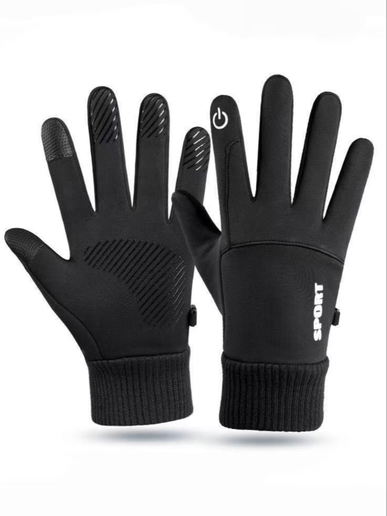 Men's Polyester Fleece Lined Gloves, Waterproof Windproof Touchscreen Compatible, Ideal for Skiing Cycling Motorcycle Outdoor Sports Motorbike Gloves