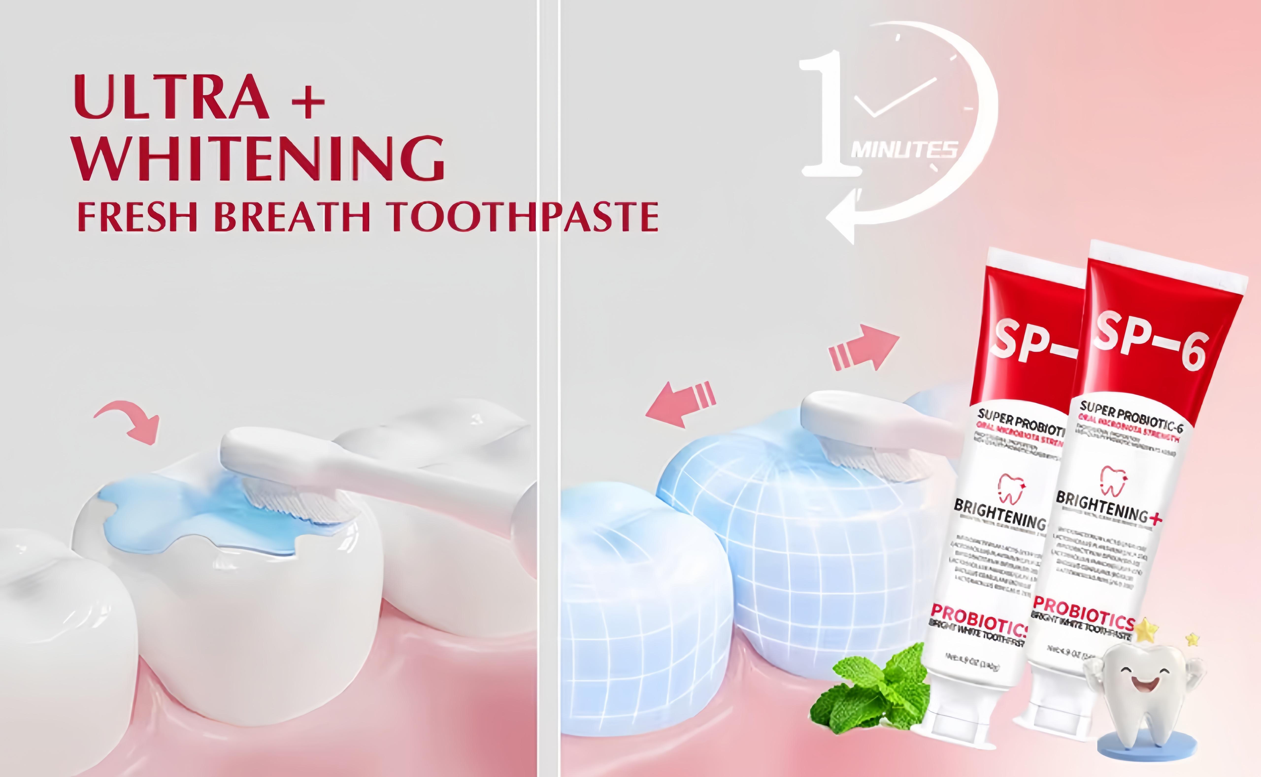 Probiotic Whitening Toothpaste，SP-6 Toothpaste | Probiotic Oral Care for Enamel Repair & Long-Lasting Fresh Breath