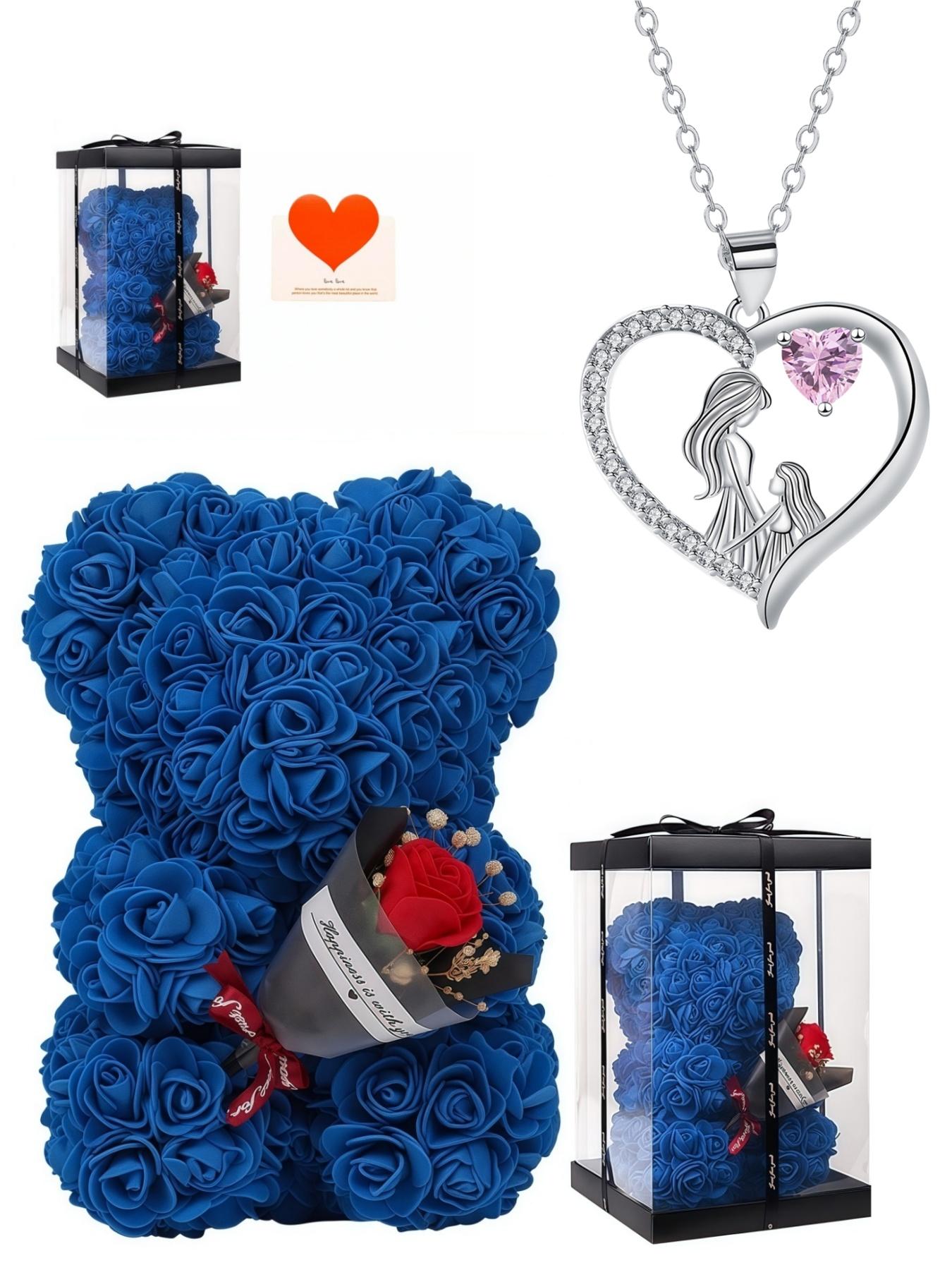 Pink Heart Shadow Exquisite heart-shaped fashion luxury gem necklace for mother and daughter.Paired with a preserved rose & teddy bear gift box.Perfect mysterious gift for festivals, birthdays, Valentine's Day, Mother's Day and Christmas.