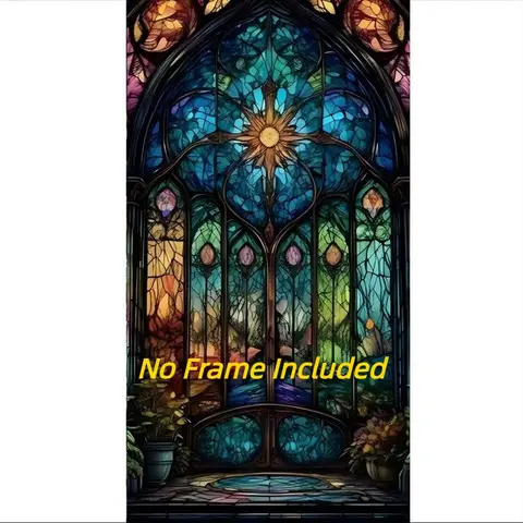 Stained Glass Pattern DIY Diamond Arts Colorful Painting Kit without Frame, DIY 5D Diamond Arts Colorful Painting Kit, Wall Art Decor for Home, Crafts
